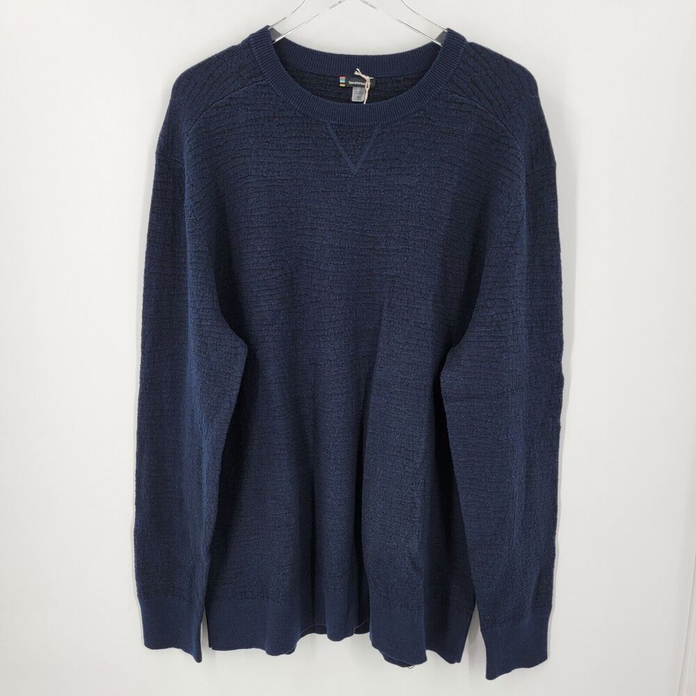 Smartwool Sweater Mens XXL Brookline Crew Blue Merino Wool Blend